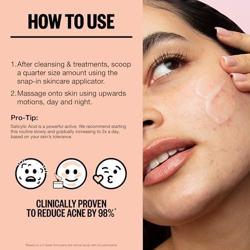 PEACE OUT Acne Gel Moisturizer for Oily Skin - 2% Salicylic Acid, Niacinamide & Ceramides, 1.69 oz Avelisse