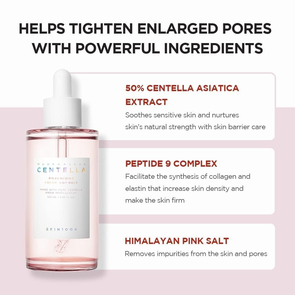 SKIN1004 Madagascar Centella Poremizing Fresh Ampoule 100ml & Poremizing Light Gel Cream 75ml Bundle Avelisse