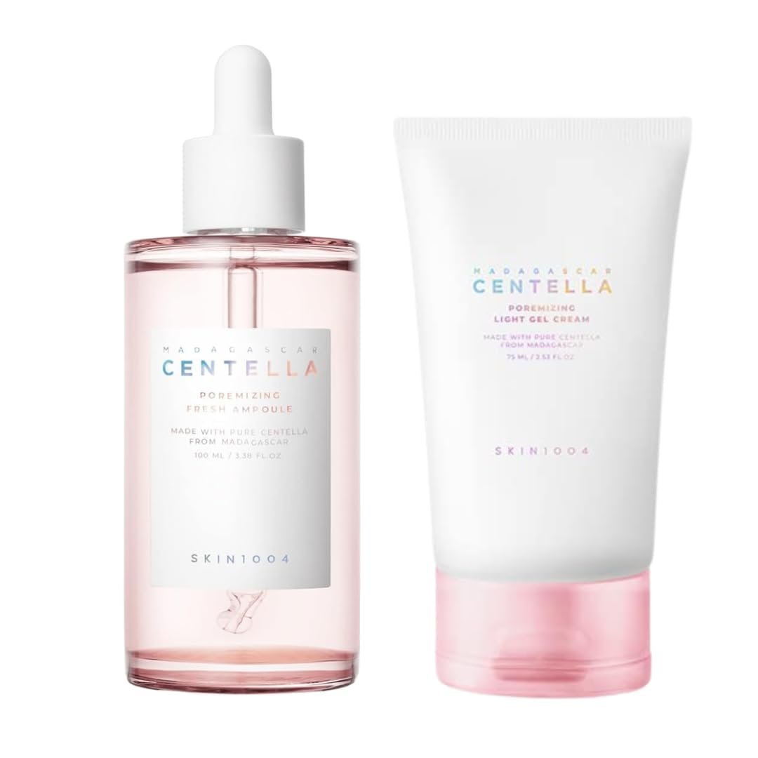 SKIN1004 Madagascar Centella Poremizing Fresh Ampoule 100ml & Poremizing Light Gel Cream 75ml Bundle Avelisse