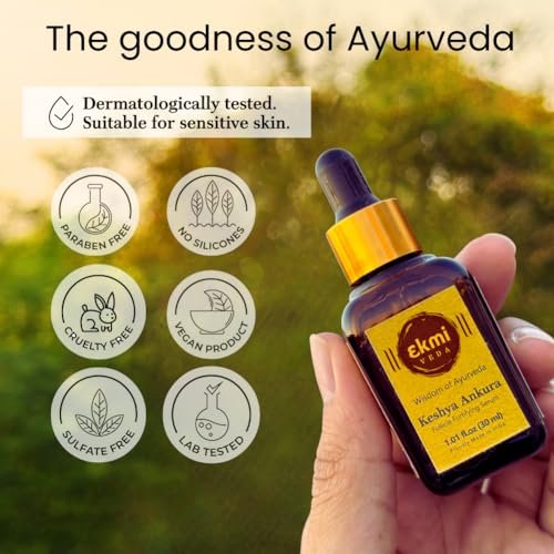 Ekmiveda Hair Growth DHT Blocker Serum with Redensyl, Procapil, Ayurvedic Herbs - Follicle Stimulating Hair Density Serum for Women & Men, 1.01 Fl Oz Avelisse