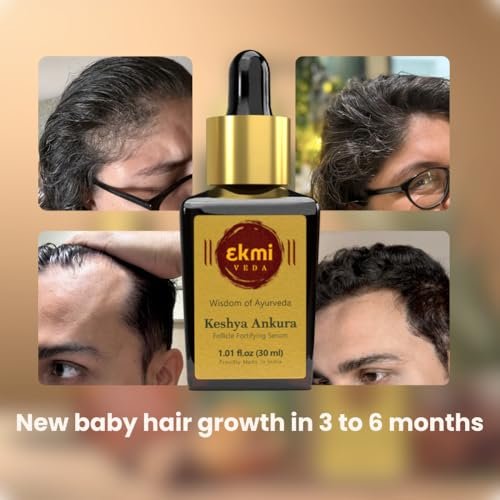Ekmiveda Hair Growth DHT Blocker Serum with Redensyl, Procapil, Ayurvedic Herbs - Follicle Stimulating Hair Density Serum for Women & Men, 1.01 Fl Oz Avelisse