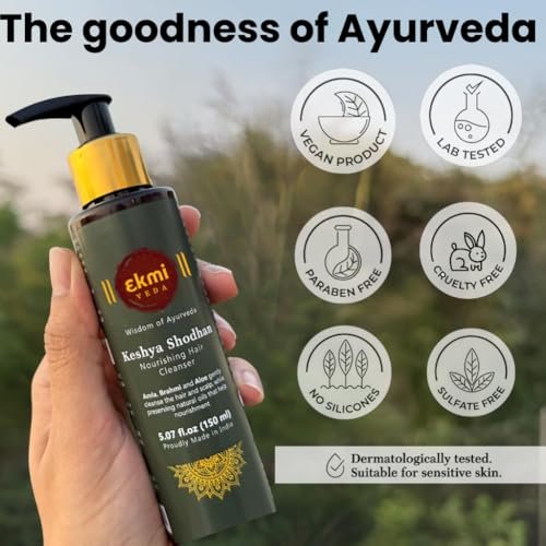 EKMIVEDA Ayurvedic Hair Growth Shampoo - Sulfate Free with Reetha, Shikakai, Bhringraj, Amla - Hair Loss Control & Regrowth Treatment for Women & Men - Thickening Rosemary Shampoo, 5.07 Fl Oz Avelisse