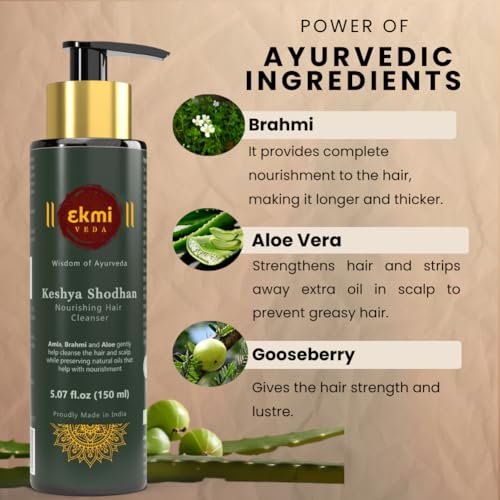 EKMIVEDA Ayurvedic Hair Growth Shampoo - Sulfate Free with Reetha, Shikakai, Bhringraj, Amla - Hair Loss Control & Regrowth Treatment for Women & Men - Thickening Rosemary Shampoo, 5.07 Fl Oz Avelisse
