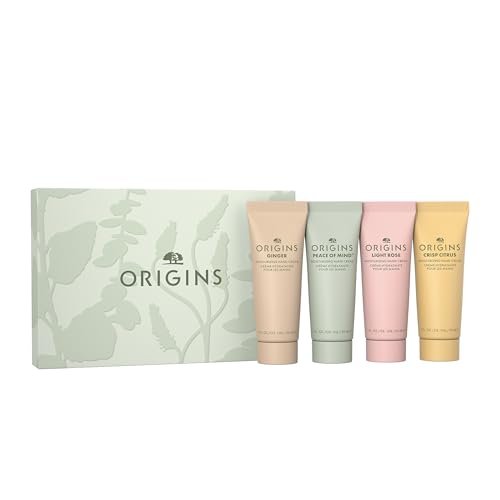 Origins Hand Cream Essentials Gift Set | Softens Dry Skin | Travel Hand Lotion with Plant-Derived Glycerin & Meadowfoam Seed Oil (4 x 1 Fl Oz) Avelisse