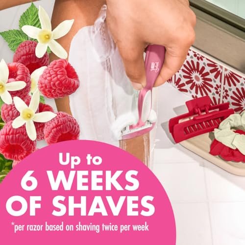 BIC Soleil 5 Escape Women's Disposable 5-Blade Razors, Vanilla & Berry Scented Handles, Comfort Shield, 2-Pack - görsel 6