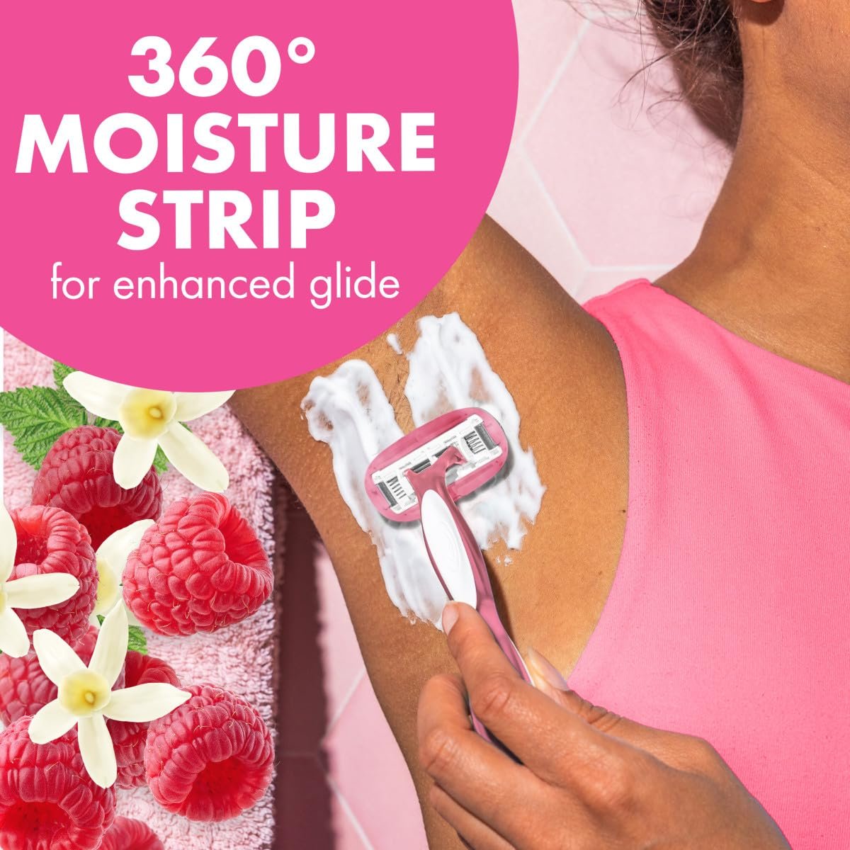 BIC Soleil 5 Escape Women's Disposable 5-Blade Razors, Vanilla & Berry Scented Handles, Comfort Shield, 2-Pack - görsel 3