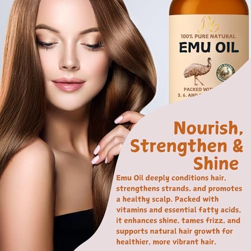 Pomberries 100% Pure Australian Emu Oil – Refined & Unscented Natural Moisturizer for Hair, Skin, Face & Body – Helps with Scars, Dry Skin & Massage – 4 fl oz Glass Bottle - görsel 11