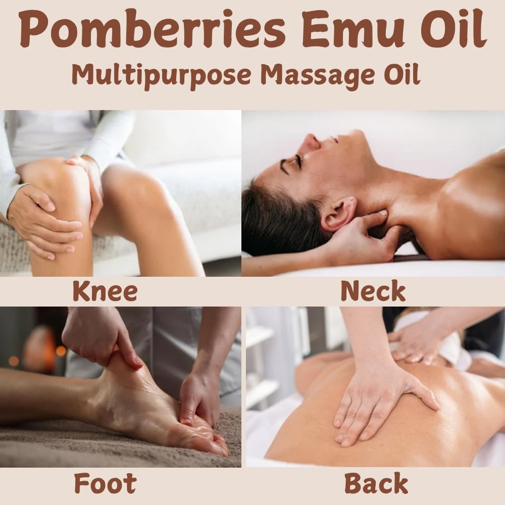 Pomberries 100% Pure Australian Emu Oil – Refined & Unscented Natural Moisturizer for Hair, Skin, Face & Body – Helps with Scars, Dry Skin & Massage – 4 fl oz Glass Bottle - görsel 16