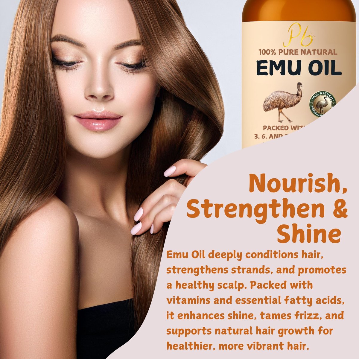 Pomberries 100% Pure Australian Emu Oil – Refined & Unscented Natural Moisturizer for Hair, Skin, Face & Body – Helps with Scars, Dry Skin & Massage – 4 fl oz Glass Bottle - görsel 12