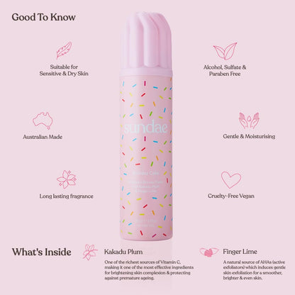 Sundae Whipped Shower Foam Birthday Cake Foaming Body Wash 8.9 fl oz – Kakadu Plum & Finger Lime