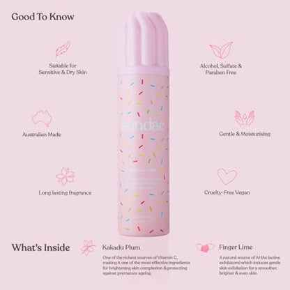 Sundae Whipped Shower Foam Birthday Cake Foaming Body Wash 8.9 fl oz – Kakadu Plum & Finger Lime