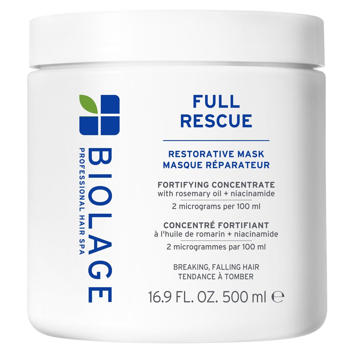 Biolage Full Rescue Restorative Hair Mask for Thin Hair - Strengthens & Conditions for Fuller-Looking Hair, Rosemary Oil & Niacinamide, Vegan & Cruelty-Free, Silicone-Free, 16.9 Fl Oz Avelisse