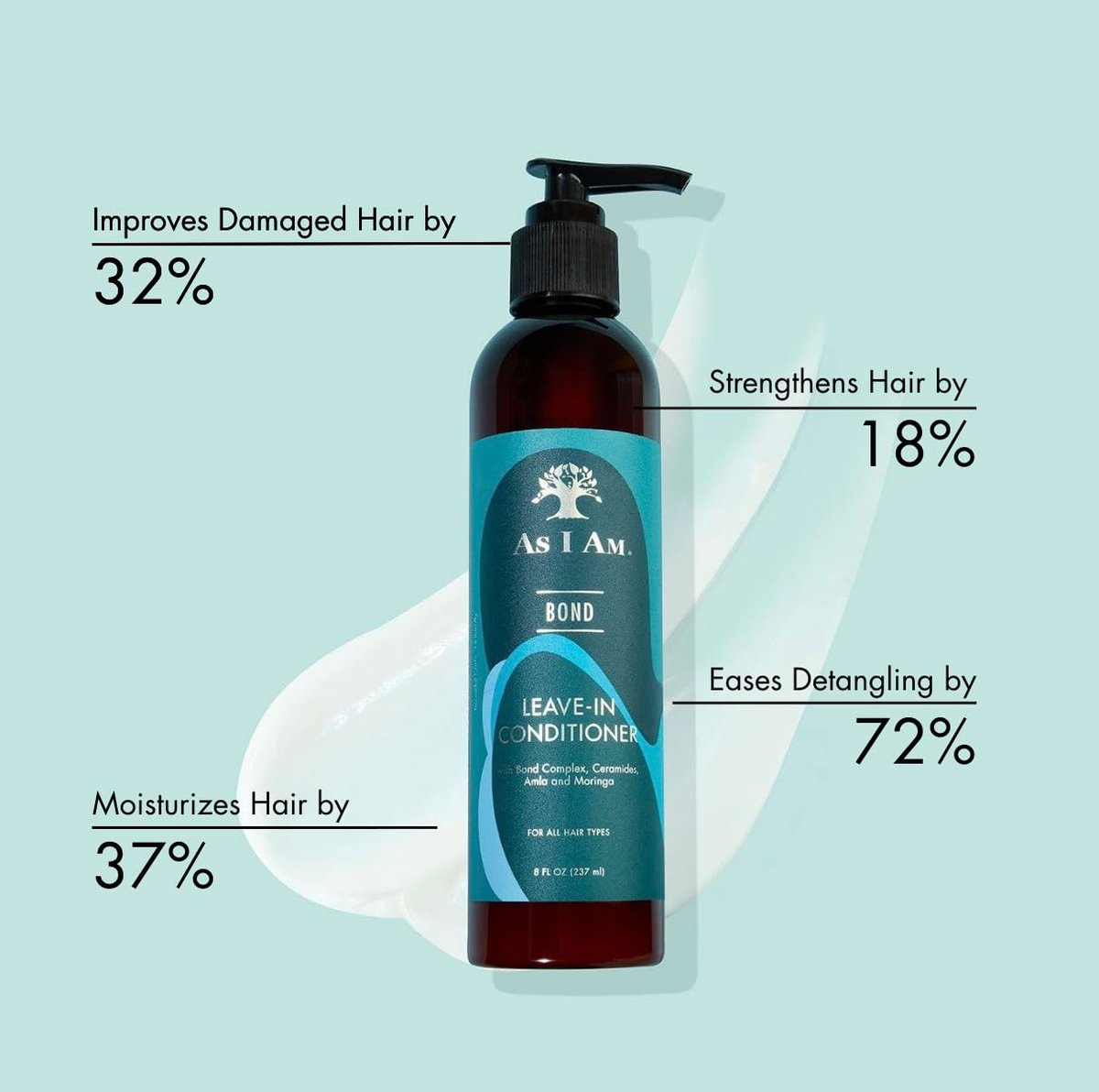 As I Am Bond Leave-In Conditioner for Damaged Hair - 8 oz - with Moringa, Amla & Ceramides - görsel 3
