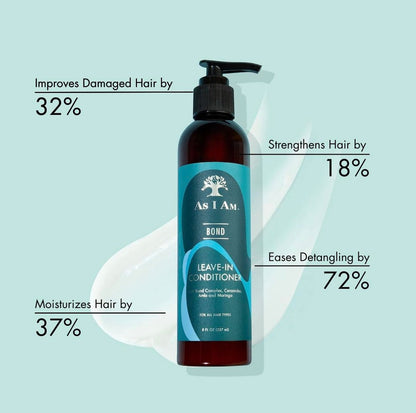 As I Am Bond Leave-In Conditioner for Damaged Hair - 8 oz - with Moringa, Amla & Ceramides