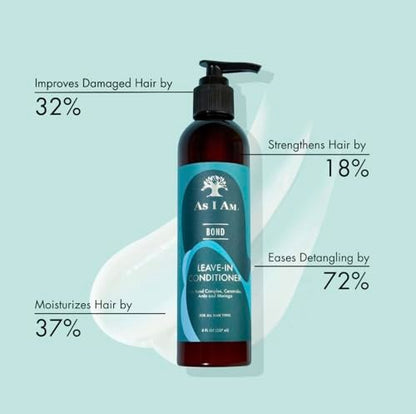 As I Am Bond Leave-In Conditioner for Damaged Hair - 8 oz - with Moringa, Amla & Ceramides