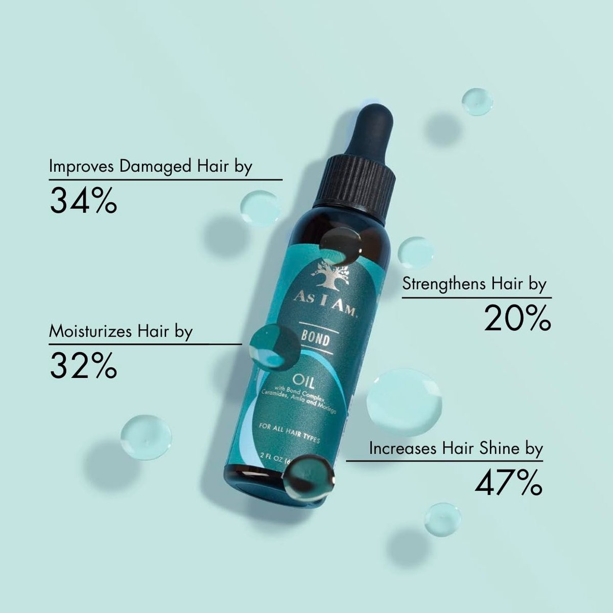 As I Am Bond Oil - 2 oz - Moringa, Amla & Ceramides Hair Repair Treatment for Damaged Hair - görsel 3