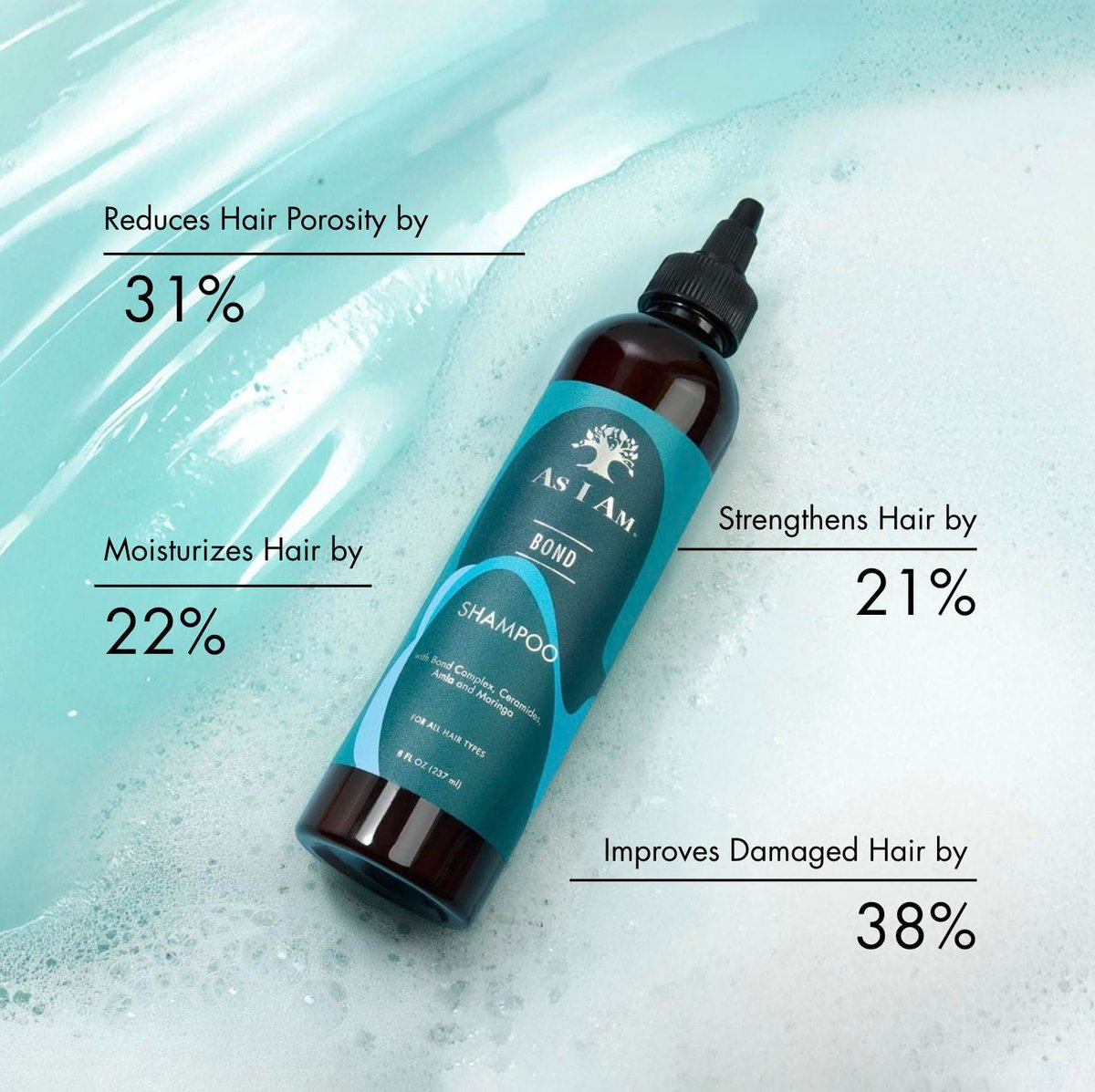 As I Am Bond Repair Shampoo - 8 oz - Moringa, Amla & Ceramides - Repair Damaged Hair - görsel 3