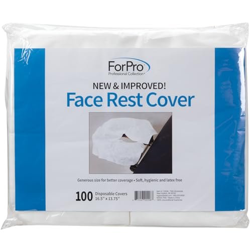 ForPro Massage Face Rest Covers - Ultra Soft Hypoallergenic Latex-Free Disposable Headrest Covers - 16.5" L x 13.75" W, White, 100 Count Avelisse