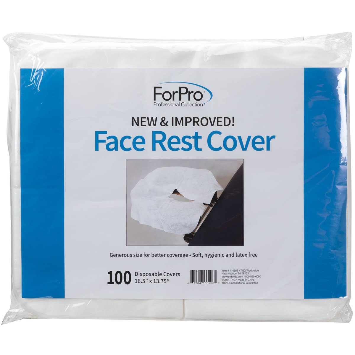 ForPro Massage Face Rest Covers - Ultra Soft Hypoallergenic Latex-Free Disposable Headrest Covers - 16.5" L x 13.75" W, White, 100 Count Avelisse