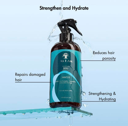 As I Am Bond Water - 16 oz - Hair Repair Treatment with Moringa, Amla & Ceramides for Damaged Hair