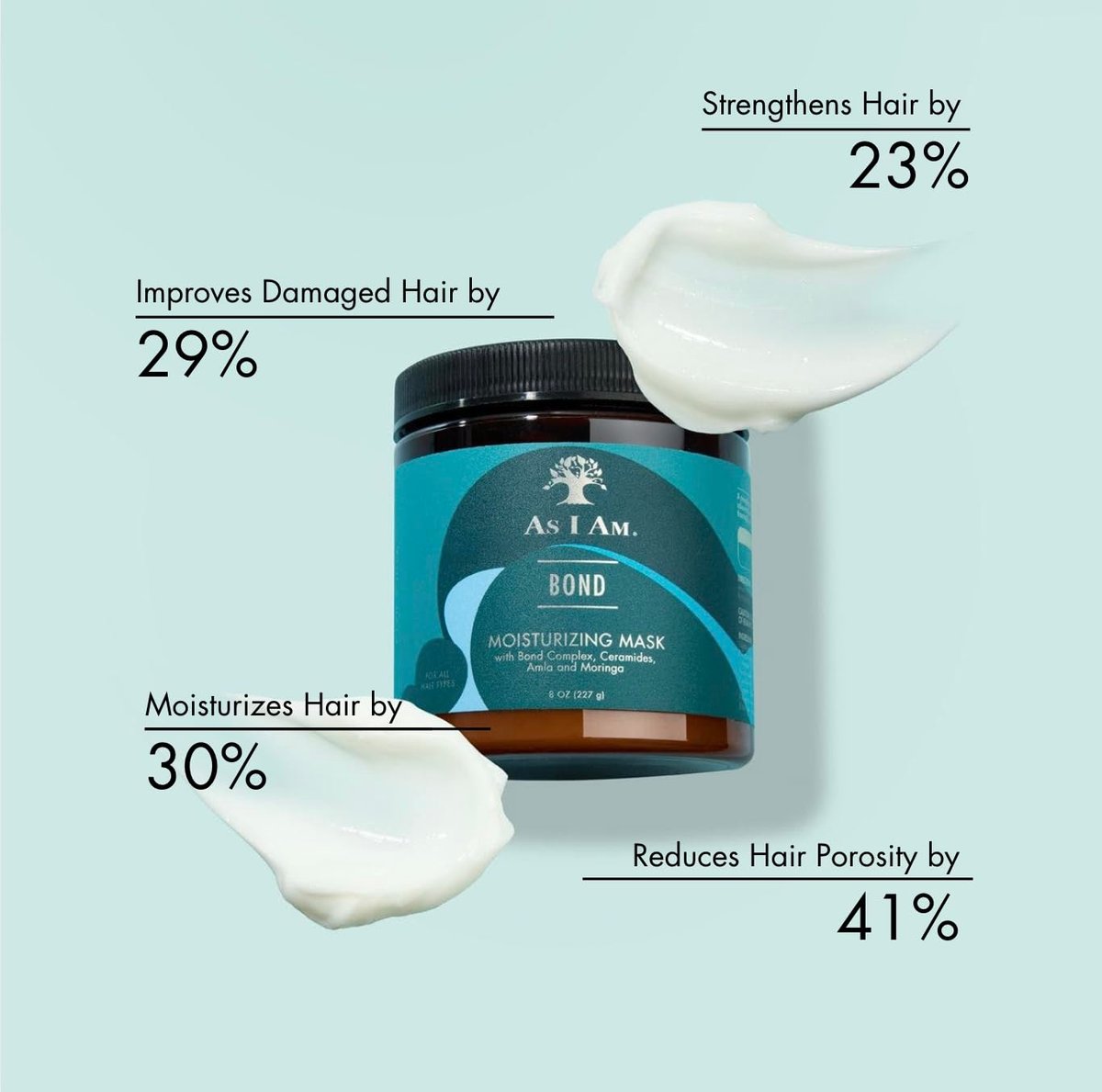As I Am Bond Repair Hair Mask - 8 oz - Repair Treatment for Damaged Hair with Moringa, Amla & Ceramides - görsel 3