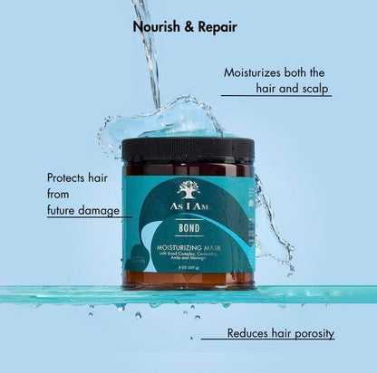 As I Am Bond Repair Hair Mask - 8 oz - Repair Treatment for Damaged Hair with Moringa, Amla & Ceramides