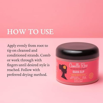Camille Rose Guava Whipped Hair Styling Cream - 8 oz | Detangle, Frizz Control & Define Strands for All Hair Textures Avelisse