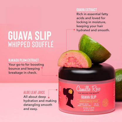 Camille Rose Guava Whipped Hair Styling Cream - 8 oz | Detangle, Frizz Control & Define Strands for All Hair Textures Avelisse