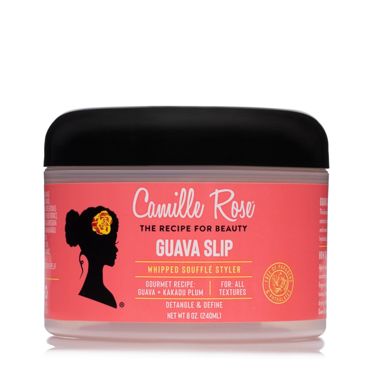 Camille Rose Guava Whipped Hair Styling Cream - 8 oz | Detangle, Frizz Control & Define Strands for All Hair Textures Avelisse