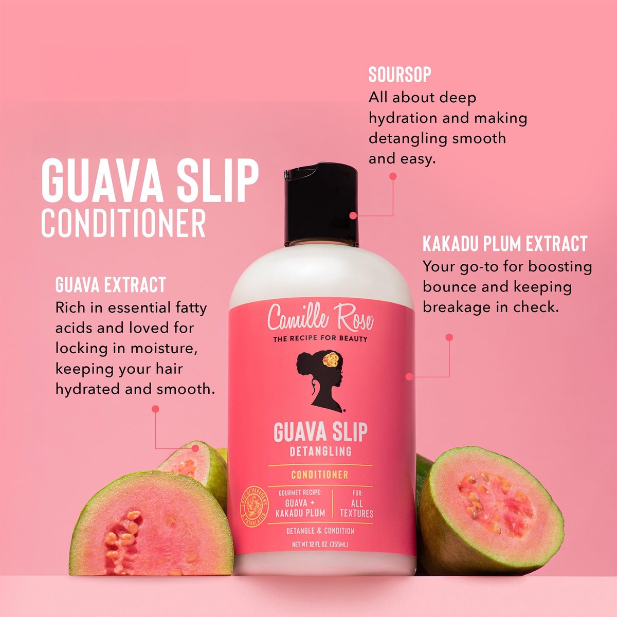 Camille Rose Guava Slip Detangling Conditioner, 12 fl oz - Nourishing, Detangling & Reviving for All Hair Textures - görsel 7