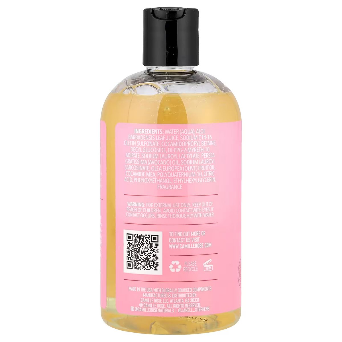 Camille Rose Curl Love Shampoo - Moisturizing Hydrating Shampoo with Olive Fruit & Avocado Oils and Aloe Leaf Juice for All Hair Textures, 12 fl oz - görsel 3