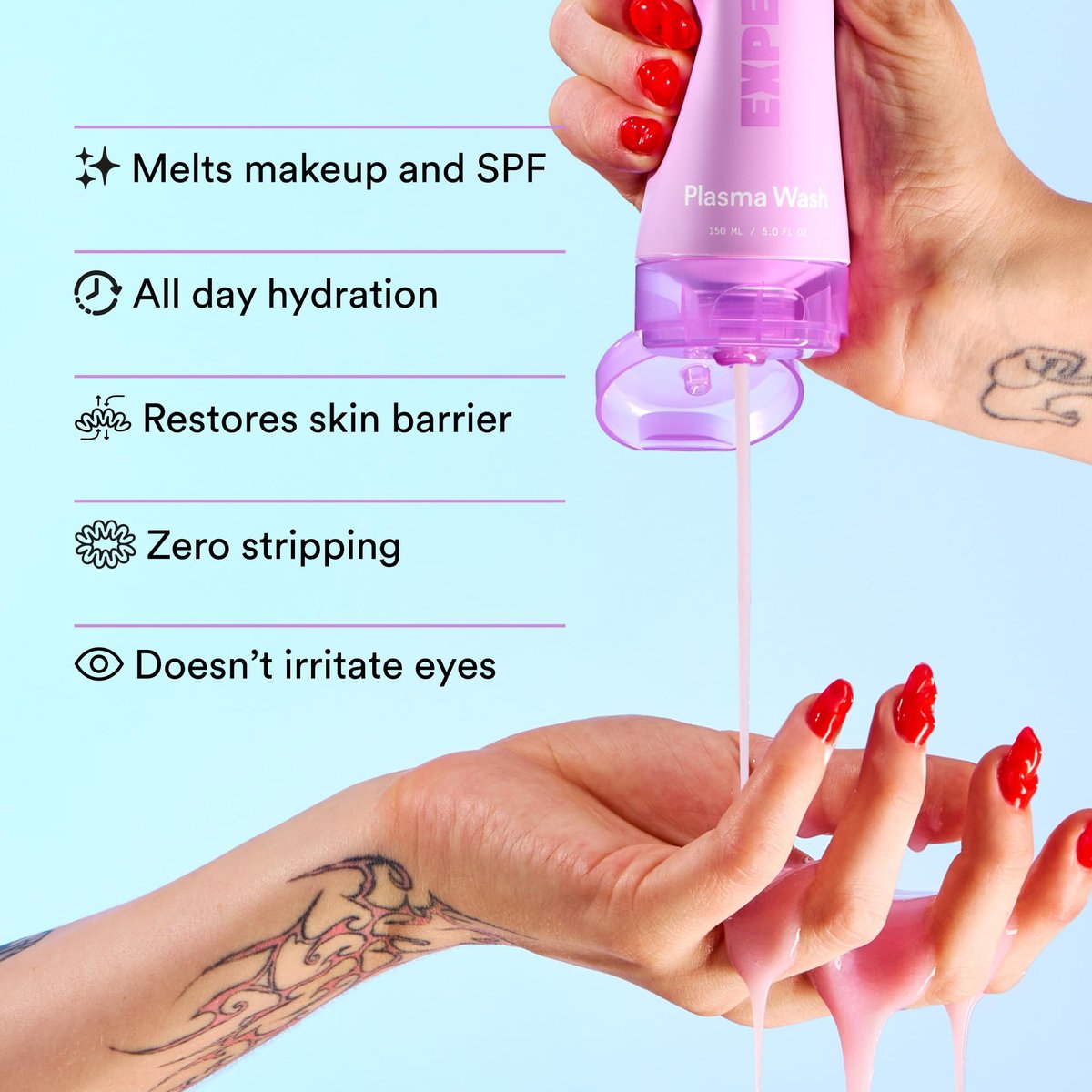 Experiment Plasma Wash Moisture Depositing Gel Cream Cleanser - Hydrating, Barrier Restoring, Non-Stripping Face Wash with Glycerin & Jojoba Oil, 5.0 FL OZ - Gentle Facial Cleanser for All Skin Types Avelisse