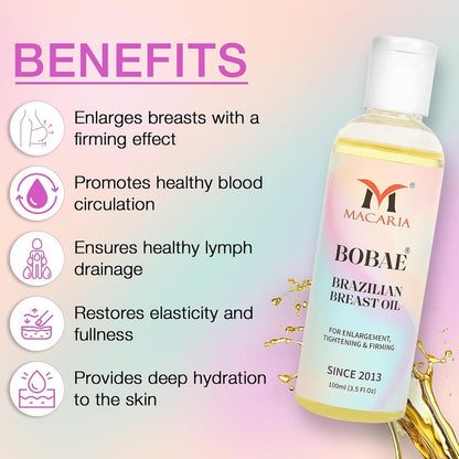 MACARIA Bobae Brazilian Skin Tightening Oil for Breast Enlargement – 3.5 Fl Oz