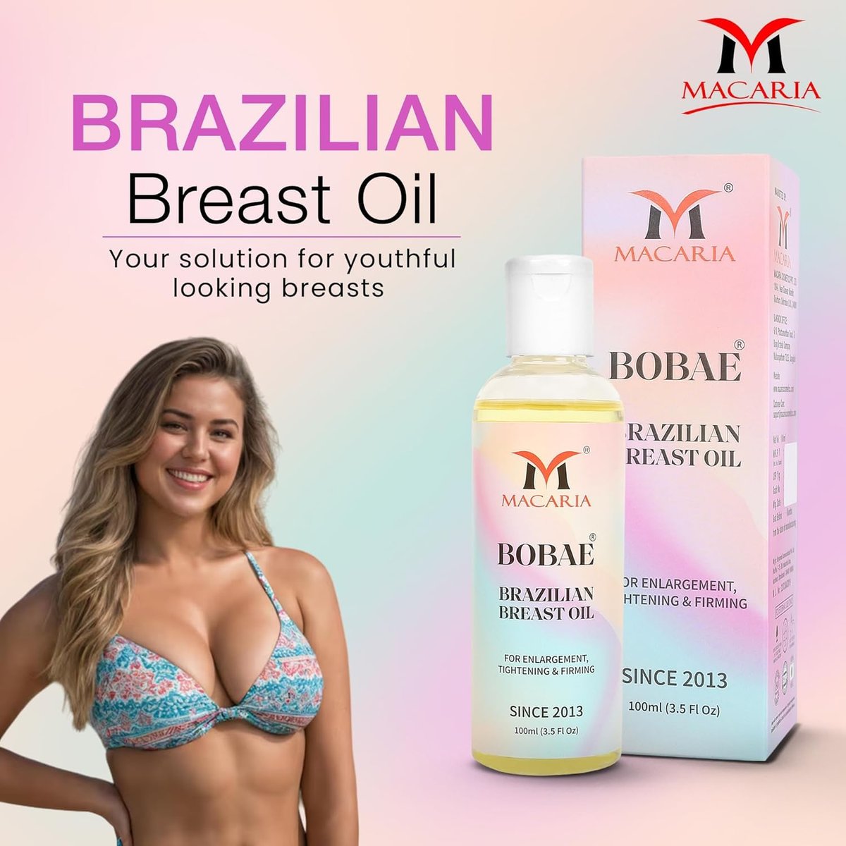 MACARIA Bobae Brazilian Skin Tightening Oil for Breast Enlargement – 3.5 Fl Oz - görsel 5