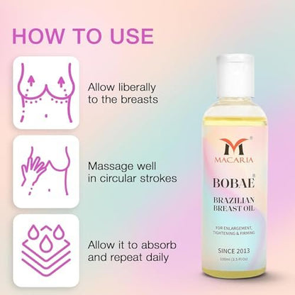 MACARIA Bobae Brazilian Skin Tightening Oil for Breast Enlargement – 3.5 Fl Oz