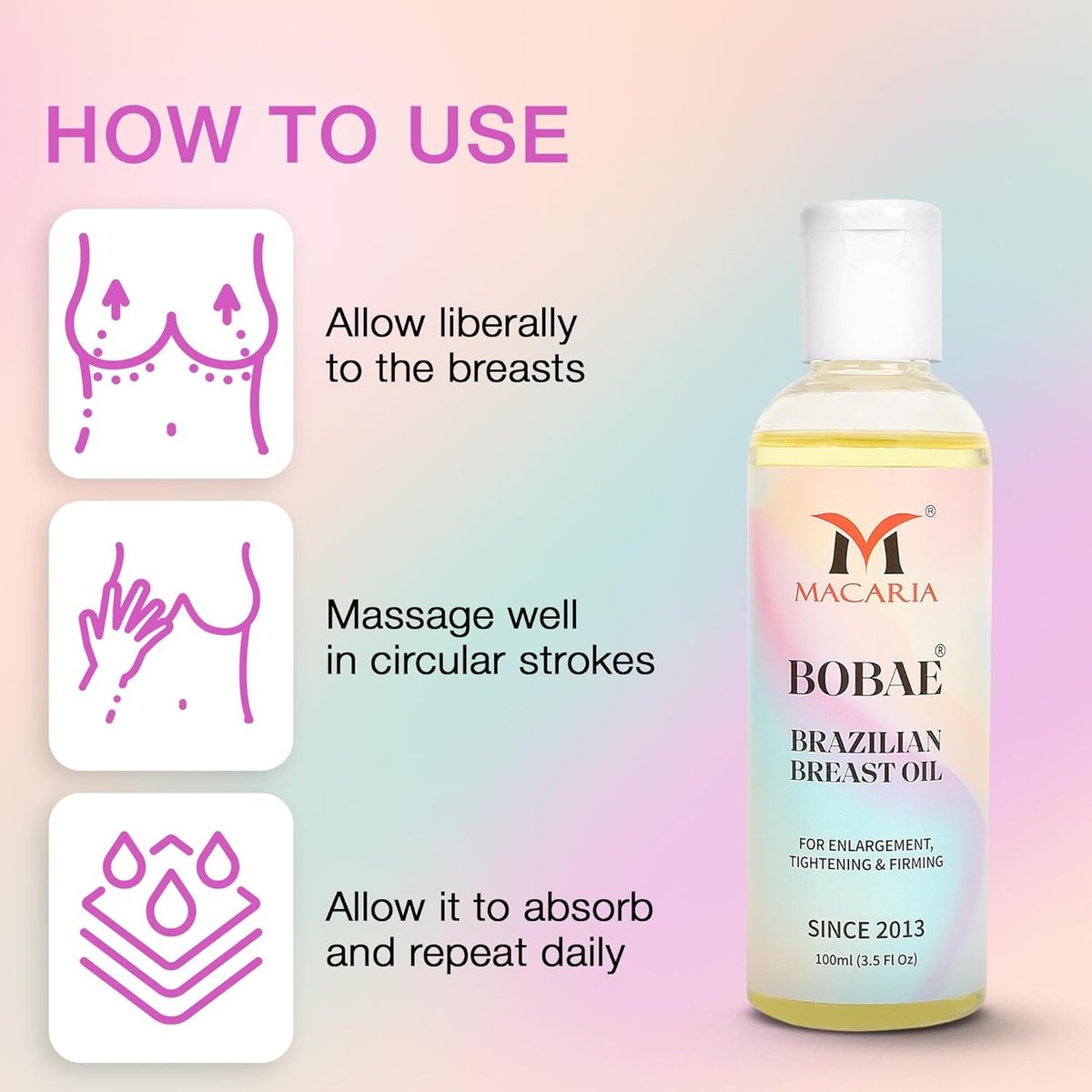 MACARIA Bobae Brazilian Skin Tightening Oil for Breast Enlargement – 3.5 Fl Oz - görsel 9