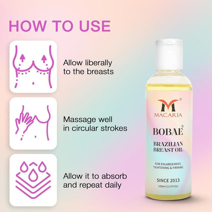 MACARIA Bobae Brazilian Skin Tightening Oil for Breast Enlargement – 3.5 Fl Oz