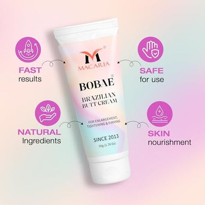 MACARIA Bobae Brazilian Butt Booty Enlargement Cream - Bum Toning & Lifting Gel for Quick Growth, Firming & Shaping - 50g