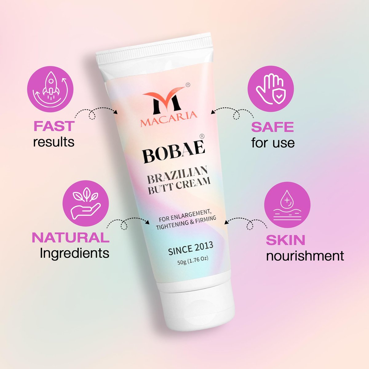 MACARIA Bobae Brazilian Butt Booty Enlargement Cream - Bum Toning & Lifting Gel for Quick Growth, Firming & Shaping - 50g - görsel 7