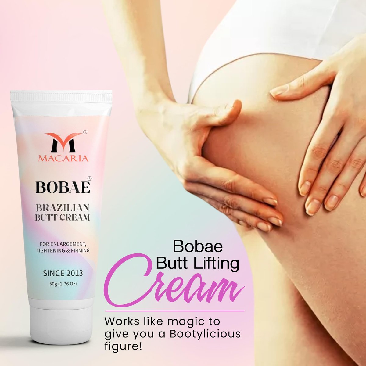 MACARIA Bobae Brazilian Butt Booty Enlargement Cream - Bum Toning & Lifting Gel for Quick Growth, Firming & Shaping - 50g - görsel 5