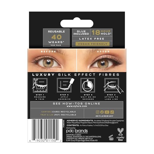 Eylure Luxe Faux Mink Ruby Eyelashes Multipack - 4 Pairs of Black False Lashes Avelisse