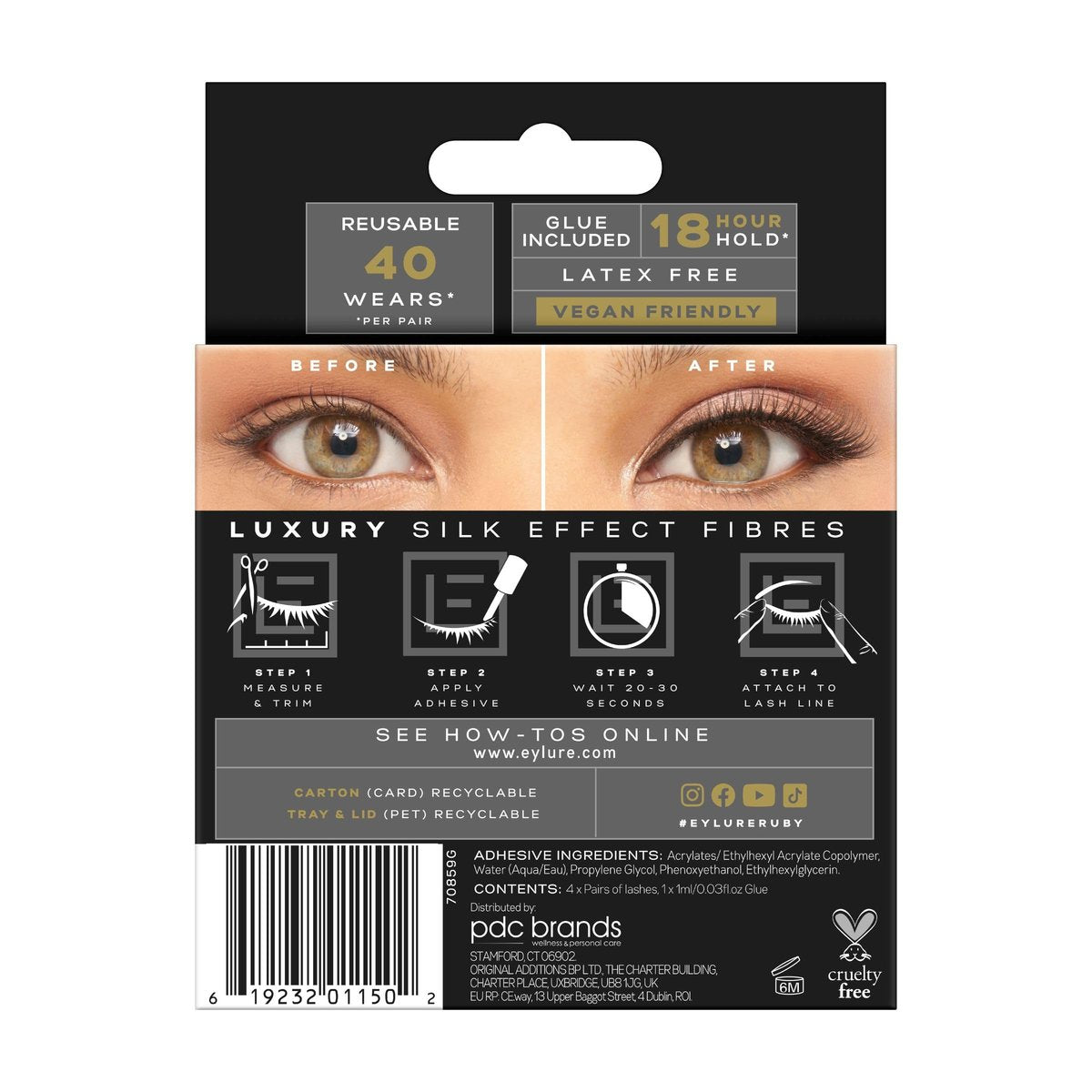 Eylure Luxe Faux Mink Ruby Eyelashes Multipack - 4 Pairs of Black False Lashes Avelisse