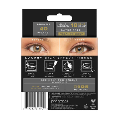 Eylure Luxe Faux Mink Ruby Eyelashes Multipack - 4 Pairs of Black False Lashes Avelisse