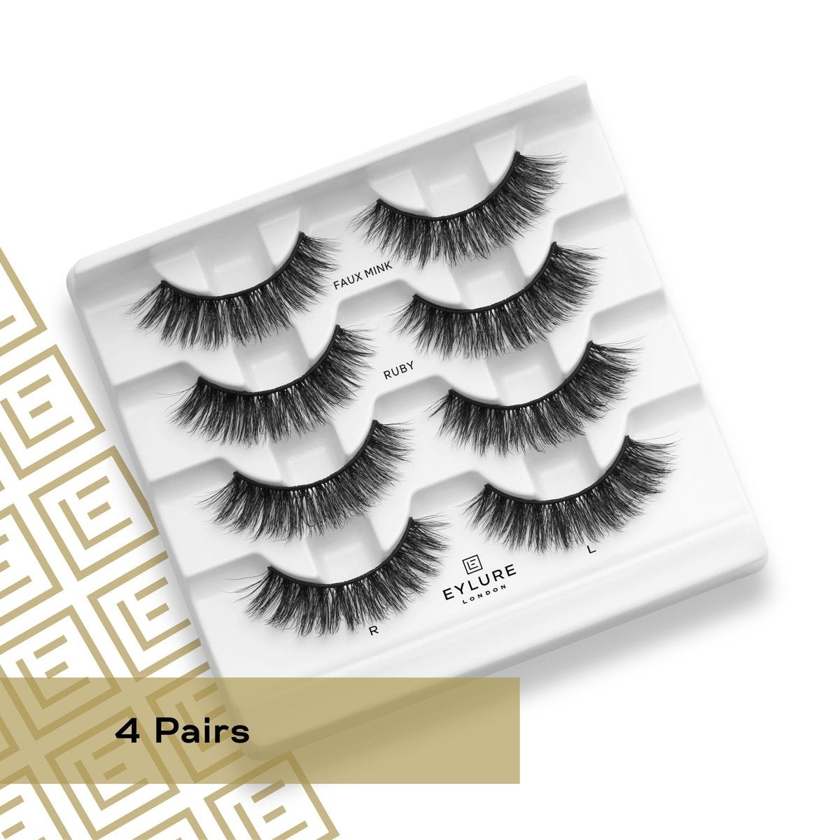 Eylure Luxe Faux Mink Ruby Eyelashes Multipack - 4 Pairs of Black False Lashes Avelisse