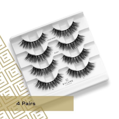 Eylure Luxe Faux Mink Ruby Eyelashes Multipack - 4 Pairs of Black False Lashes Avelisse