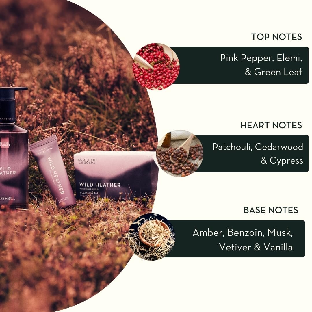 Scottish Fine Soaps Wild Heather Luxury Hand Care Set – Organic Heather Extract Hand Wash & Lotion, 600ml, Purple - görsel 5