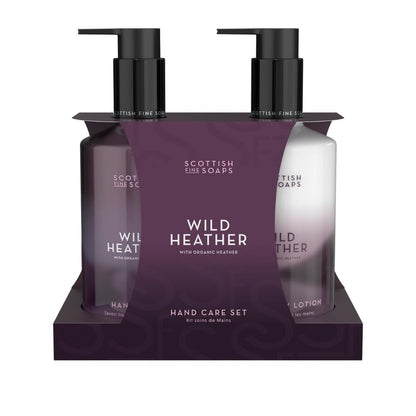 Scottish Fine Soaps Wild Heather Luxury Hand Care Set – Organic Heather Extract Hand Wash & Lotion, 600ml, Purple