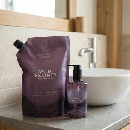 Scottish Fine Soaps Wild Heather Hand Wash Refill – Organic Heather Extract, Paraben-Free, 1.2 Litre Pouch