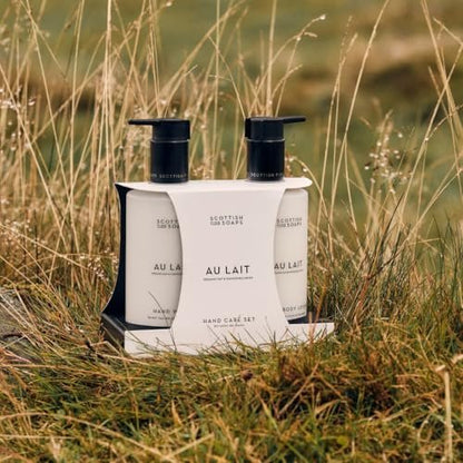 Scottish Fine Soaps Au Lait Luxury Hand Care Collection Set, Oat & Chamomile Milk, Vegan Friendly, Chocolate, Coconut & Sandalwood Fragrance