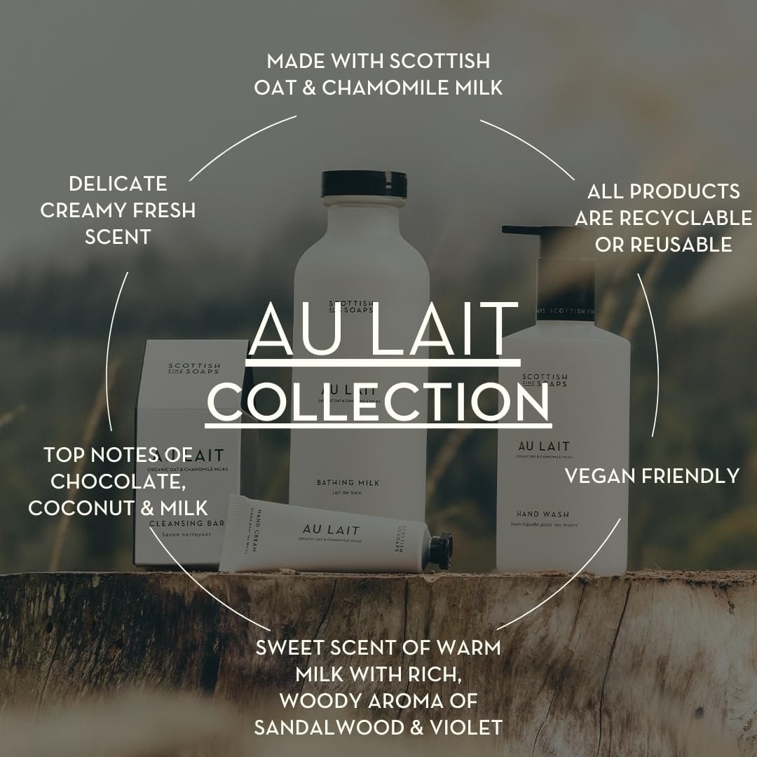 Scottish Fine Soaps Au Lait Luxury Hand Care Collection Set, Oat & Chamomile Milk, Vegan Friendly, Chocolate, Coconut & Sandalwood Fragrance - görsel 4
